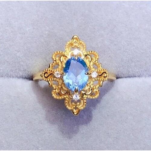 CoLife Jewelry Vintage 925 Silver Topaz Ring for Party 5mm*7mm Natural Topaz Silver Ring 925 Silver Topaz Jewelry