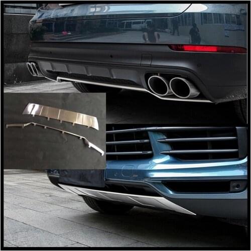 For Porsche Cayenne 2018 2019 In acciaio inox Front + Rear Bumper Protector Skid Piastra Della Protezione Trim