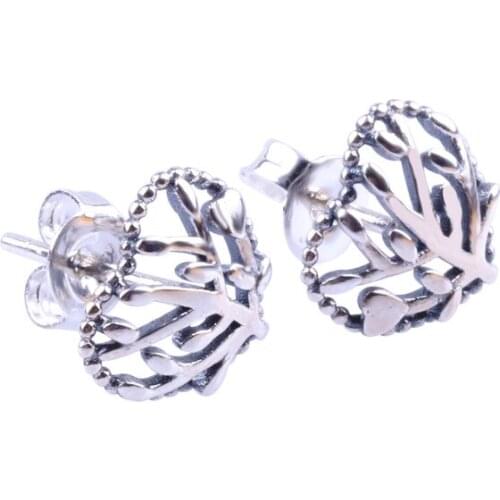 S925 Sterling Silver Tree of Life Pandora Earrings Simple Fashionable Female