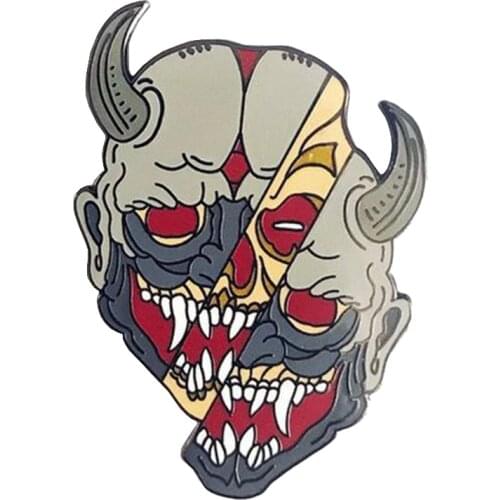 Hannya mask badge horror demon pin Japanese culture inspired jewelry