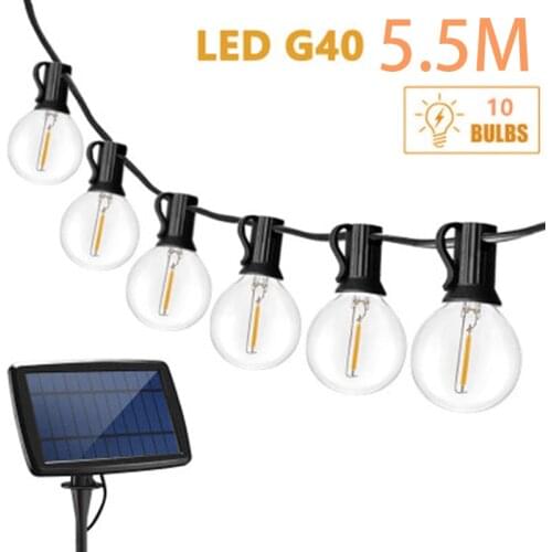 10LED Garden Light String Christmas G40 Lantern Light Bulb Fairy Light String Outdoor Party Garden Wreath Wedding Decoration