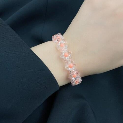 2020 Ins Hot Fashion Transparent Matt Acrylic Spacer Multi Color 12MM Blossom Bead Beads Bracelet Stretch Elastic Bracelets Y2K