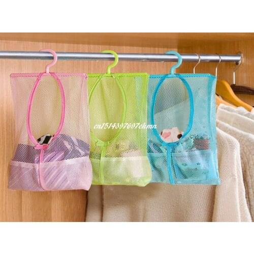 400pcs/ot 26*30cm Hanging Mesh Storage Bag Clothes Toy Organizer Laundry Hook Underwear Kitchen Bathroom Dry Pouch bags