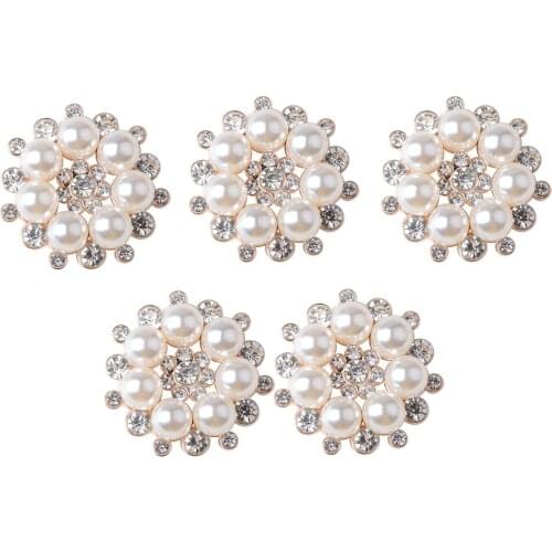 5 Crystal DiamantePearl Flower Button Sewing Craft Embellishment DIY Jewelry