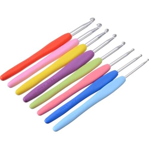8pcs/set Crochet Hooks Knitting Needles Set Sweater Sewing Needles Aluminum Knitting Needles with Colorful Soft Handle Kit