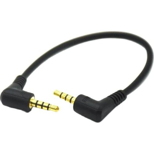 90 Degree Angled Short 4pole 3.5mm to 3.5mm Audio Cable Plug jack 3.5 male to male Car Sound Wire headphone for phones 20cm