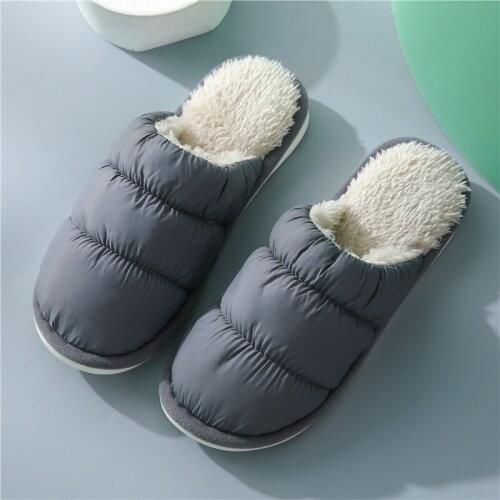 Autumn Winter Warm Cotton Slippers Men Women Indoor Non-slip Flat Furry Slipper Flooring Couple Home Warm Fur Slides