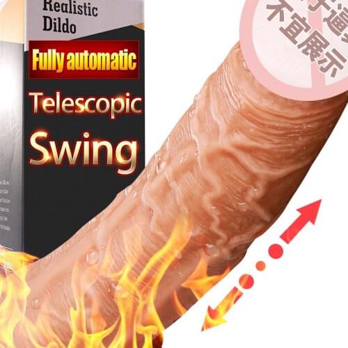 Automatic Heating Telescopic Dildo Vibrator for women Super Realistic Dildo with suction cup G Point Adult Sex Toys for women