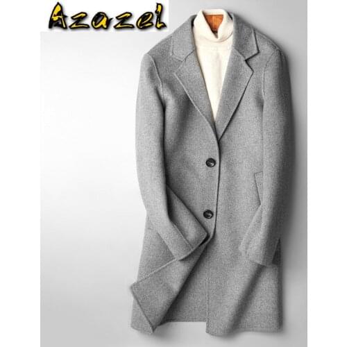 Azazel Spring Autumn 100% Wool Coat Men Long Jacket Korean Fashion Mens Coats and Jackets Erkek Mont 2020 B19N003096A KJ4236