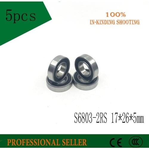 Free shipping 5pcs S6803RS 17x26x5mm Stainless Steel Ball Bearings S6803rs S61803rs for bicycle part S6803 2rs