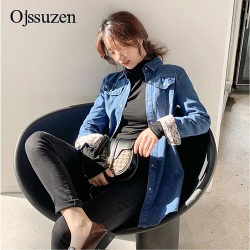 Spring Autumn Long Sleeve Fashion Womens Blouses Plus Size Dark Blue Ladies Tops Female Slim Women Shirts