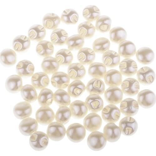 50Pcs White Pearl Buttons Jewelry Beads DIY Garment Pant Hat Bag Accessories