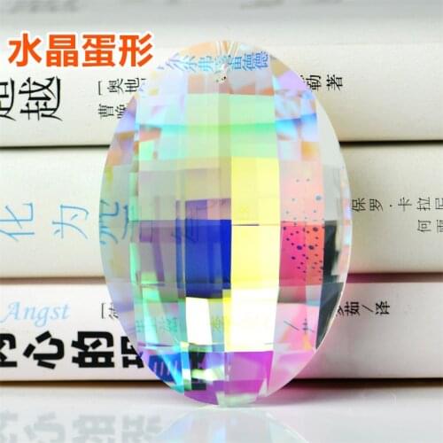 Camal 1pcs 63mm 76mm AB Color Colorful Egg Drop Crystal Prisms Pendant Chandelier Hanging Lamp Lighting Parts Suncatcher Decor