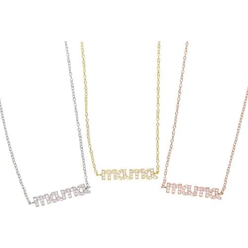 Mothers day 925 Sterling Silver initial Pendant Necklace Girls Wedding Accessories mom letter pendant necklace Jewelry