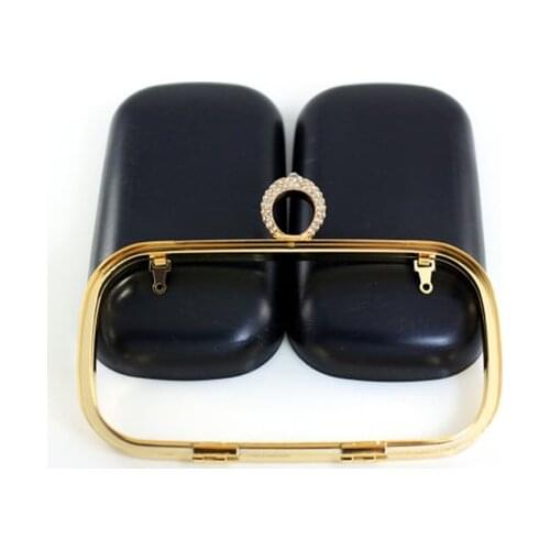 16 x10 cm Rhinestone Ring - Golden Oval Shape Dressing Case with Chain Loops