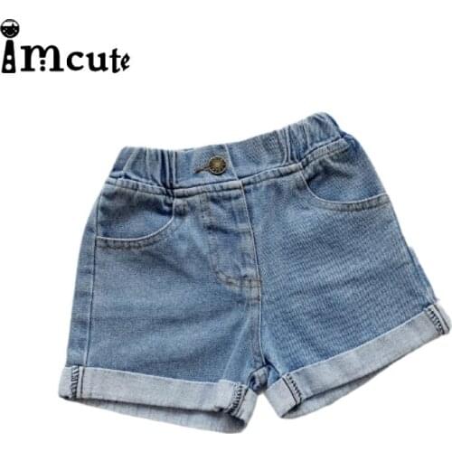 Imcute Baby Summer Clothing New Baby Boys Girls Plain Jeans Shorts Pants Kids Light Blue Denim Shorts Elastic Waist Cotton 1-6Y