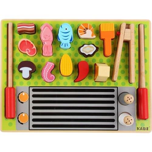 Childrens wooden simulation kitchen play house ice cream fruit shop barbecue set cognitive cut cash register educational toys
