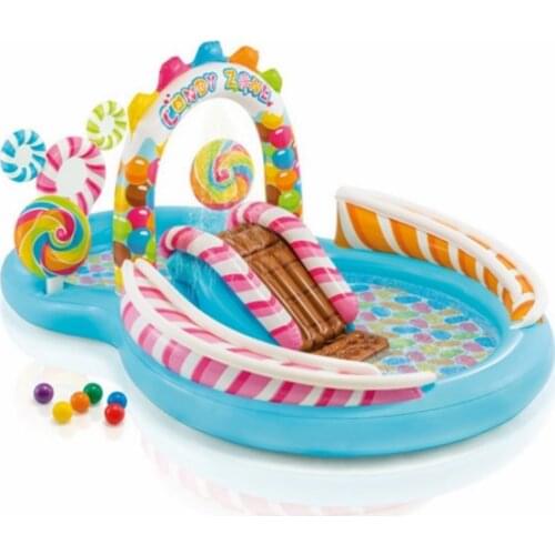 295x191x130cm Kids Yard Garden Lawn Large Inflatable Candy Lollipop Spray Water Splash Play Swimming Pool with Slide