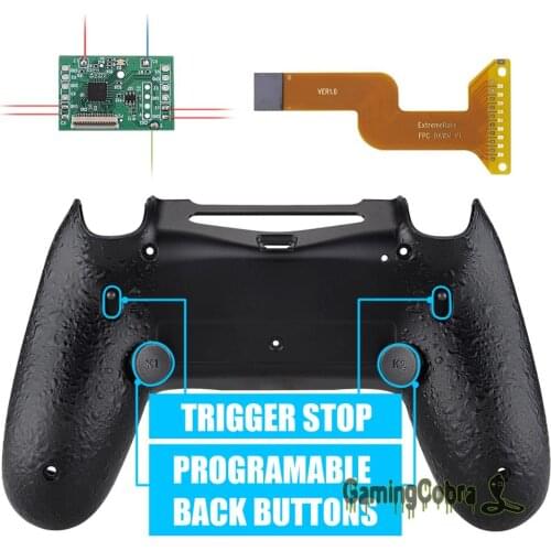 Textured Black Dawn 2.0 FlashShot Remap Kit With Back Shell & 2 Back Buttons & 2 Trigger Lock for PS4 Controller JDM 040/050/055