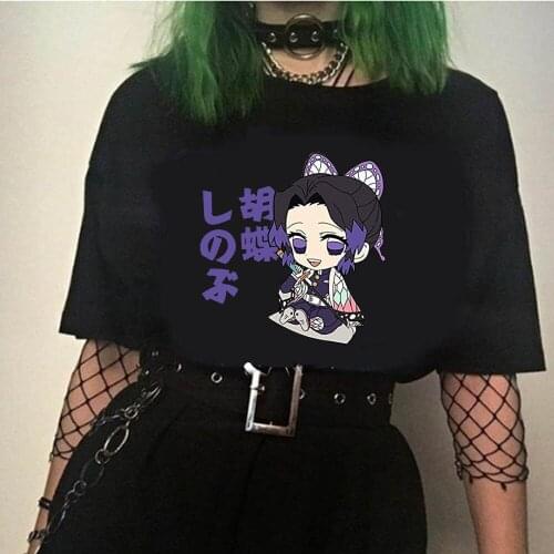 Demon Slayer Kochou Shinobu T-shirt Casual Loose Shirts Japanese Anime Tee Short Unisex