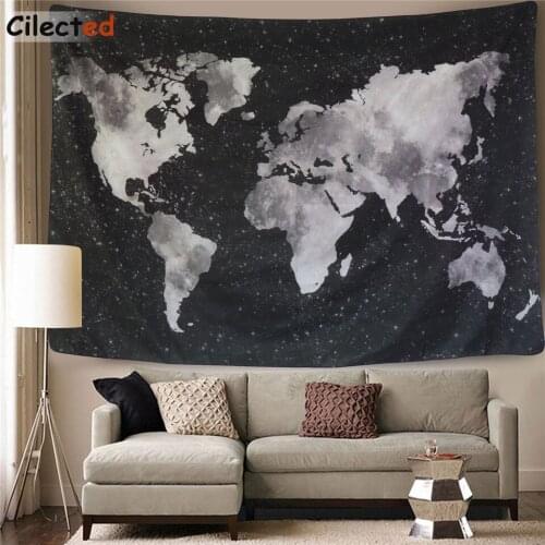 Cilected Starry World Map Printed Tapestry Boho Wall Decor Hanging Tapestry Bohemian Beach Hippie Blanket For Home Decoration
