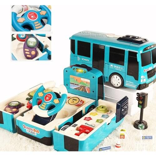 Toy Car Simulation-Bus Deformation-Toy Driving music light Early Educational Multifunctional Bus Toy