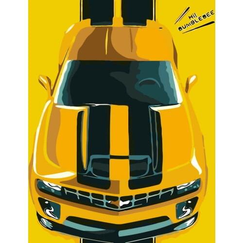 Frameless painting by numbers diy picture oil painting on canvas for home decor canvas painting 4050 yellow car