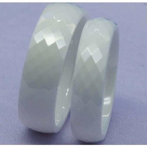 6mm classic facet white hi-tech scratch proof ceramic ring 1pc