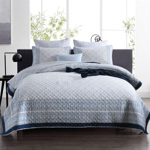 CHAUSUB Quality Twill Bedspread Quilt Set 3pcs Amrican Cotton Quilts Quilted Bed Cover Sheets King Queen Size AB-side Coverlets