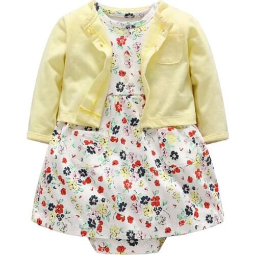 2pcs Set Toddler Infant Baby Girl Clothing Sets Outfits Long Sleeves Shirt Tops Short Sleeve Flower Dresses Baby Girls Clothes