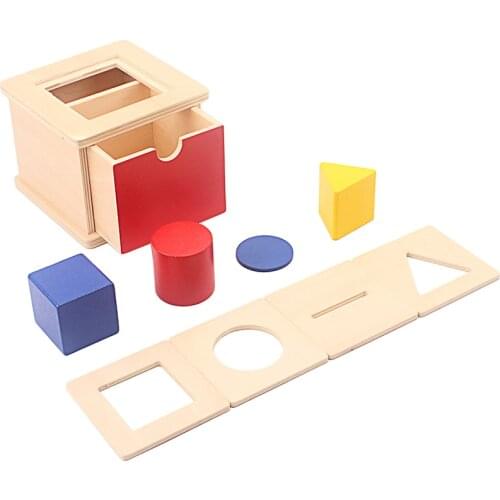 Montessori Imbucare Box with Interchangeable lids Baby Toys 4 In 1 Wood Geometric Shapes Matching Box Game Development Toys Gift