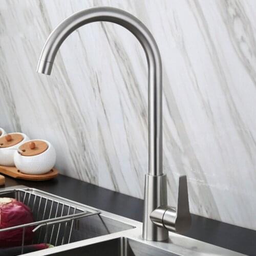 Kitchen Sink Faucet 304 Stainless Steel Brushed Single Hole Single Handle Cold Hot Water Saving Tap Mixer Kitchen Faucets Crane