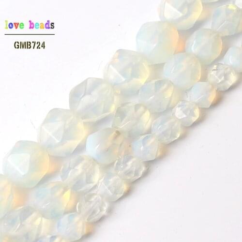 Faceted White Opal Round Loose Beads Natural Stone Beads For Jewelry Making Bracelet 6/8/10mm 15inches