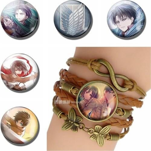Anime Attack on Titan Eren Dallis Zacklay Glass Dome Vintage Knit Leather Handcrafted Bracelet Hot Games Accessories Gift