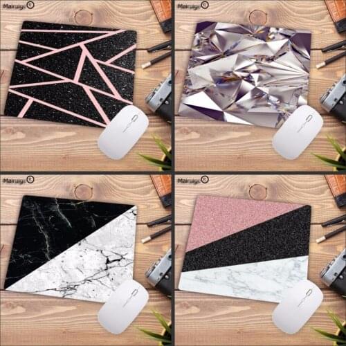 Mairuige Modern Black White Marble Rose Gold Color Block Stripes Pattern Customized laptop Gaming mouse pad DIY Painted Mousepad