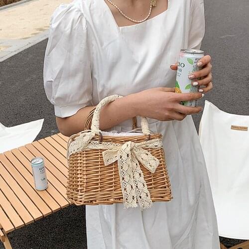 Fashion Starw Large Capacity Tote Women Shoulder Bags Design Rattan Lady Handbags Wicker Woven Summer Beach Big Basket Bag 2021