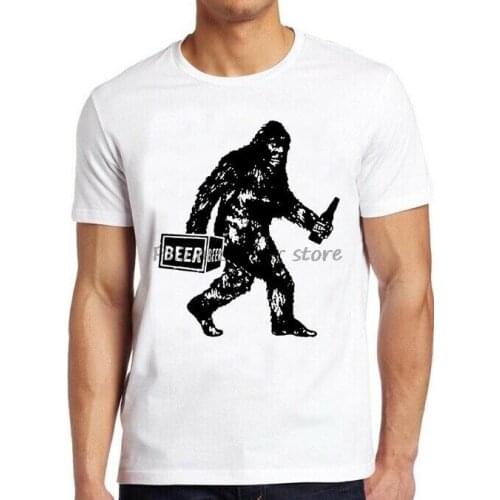 Bigfoot T Shirt Funny Beer Drinking Vintage Sasquatch Gift Retro Cool Tee men summer cotton tshirt o-neck male tee-shirt