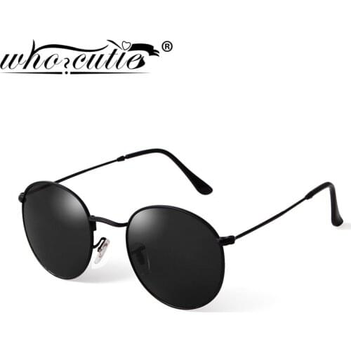 WHO CUTIE Glass Lens Polarized Sunglasses Men Round Frame High Quality Brand Design Circle Mirror Sun Glasses Women Shades S236
