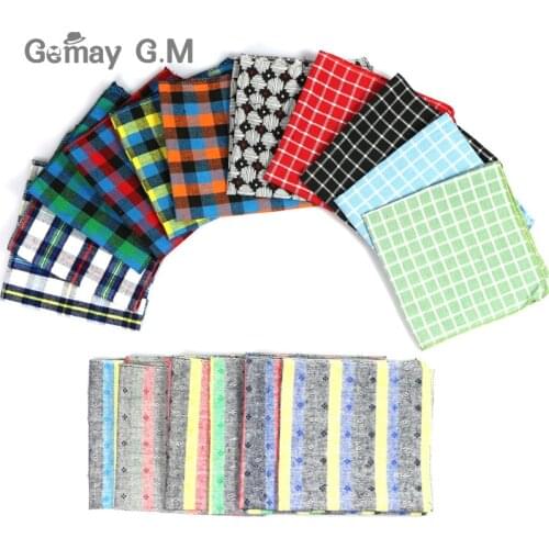 High Quality Hanky Scarves 100% Cotton Plaid Hankies Mens Pocket Square Handkerchiefs 23*23cm