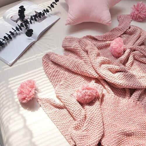 New cotton skin breathable safety knitted tassel blanket lantern ball spring and summer car travel air conditioning blanket