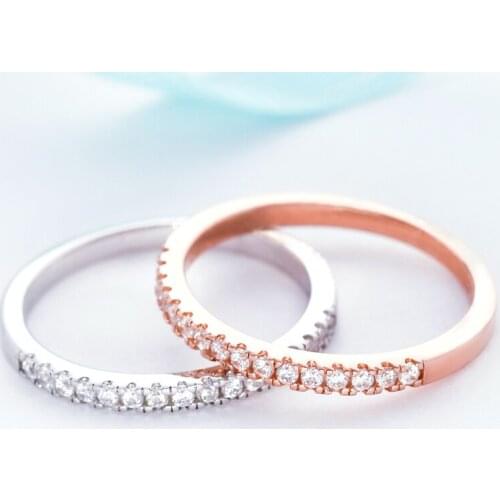 WholeSell Wedding Band Jewerl Solide 925 Silver Finger Rings For Women White Cubic Zirconia Stone Fine Jewelry