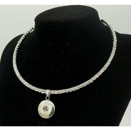 Fashion Rhinestone crystal snap necklace choker collar fit 18MM snap buttons jewelry wholesale DJ0021