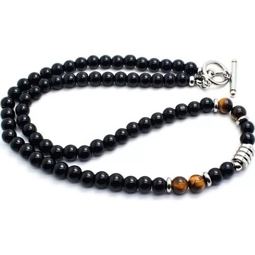 Fashion design natural stone necklace mens and womens 316 stainless steel lobster buckle adjustable jewelry necklace gifts