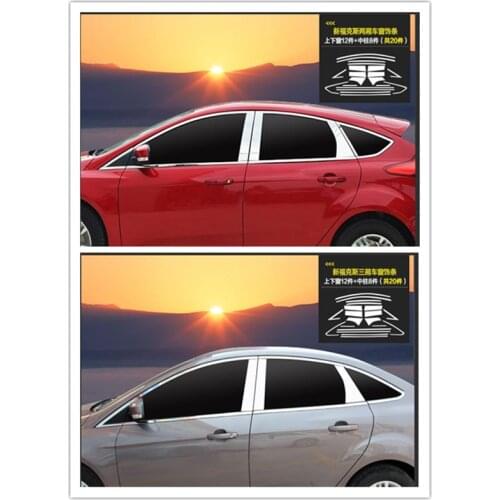 304 stainless steel car window trims for ford focus 2012 2013 2014 2015 2016 2017 2018 focus mk3