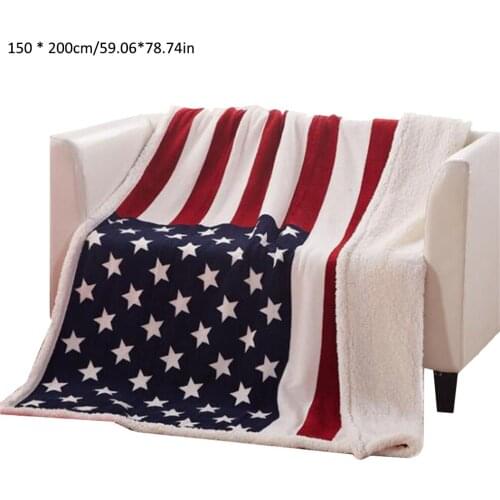 Plush Blanket Printed US Flag Blanket Thick Velvet 3D Digital American National Flag Blanket All Seasons Universal Soft Rug