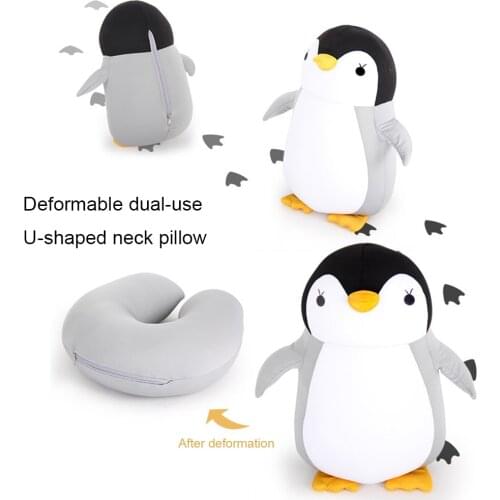 Nap ping Pillow U-Type Portable Neck Care Memory Cotton Travel Pillow Cartoon Penguin Collection Multi-Functional