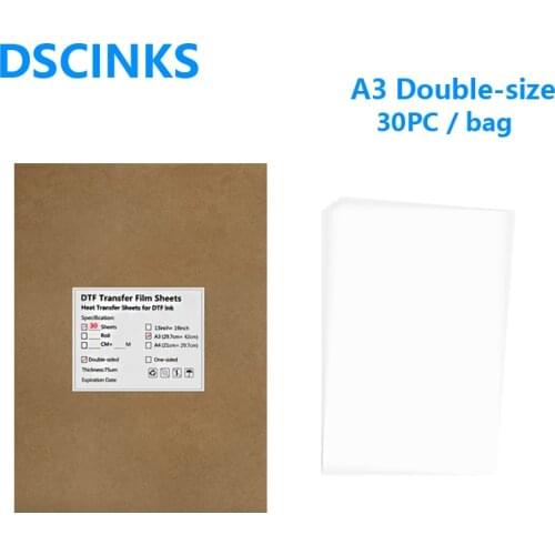 A3 digital inkjet printing film 75U thickness transparent Double Sided Adhesive Film transfer DTF Film printing Hot melt powder