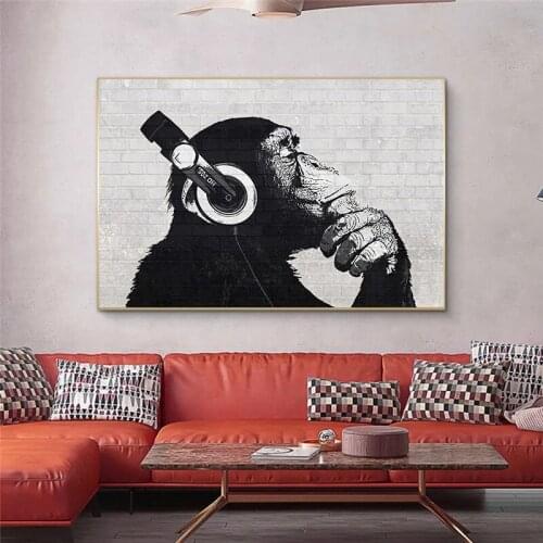 Dropship DJ Monkey Wall Art HD Prints 1 Piece Canvas Art Animal Oil Painting Wall Art Modular Picture For Living Room Decoration