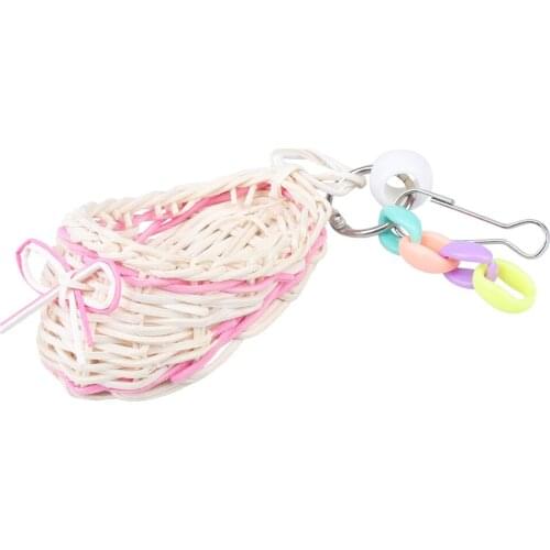 Bird Parrot Bell Toy Rattan Plaited Slipper Style Swing Toy for Small Medium Birds