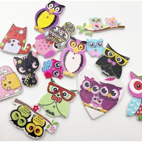 Random Mixed Decorative Buttons Lovely Conveyance 2 Holes Mixed Sewing Wooden Buttons Flatblck Scrapbooking WB529